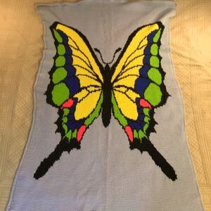 Vintage OOAK Butterfly Crochet Afghans Lap Blanket